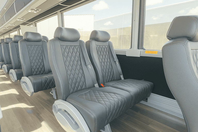 interior of Asheville Minibus Company charter bus