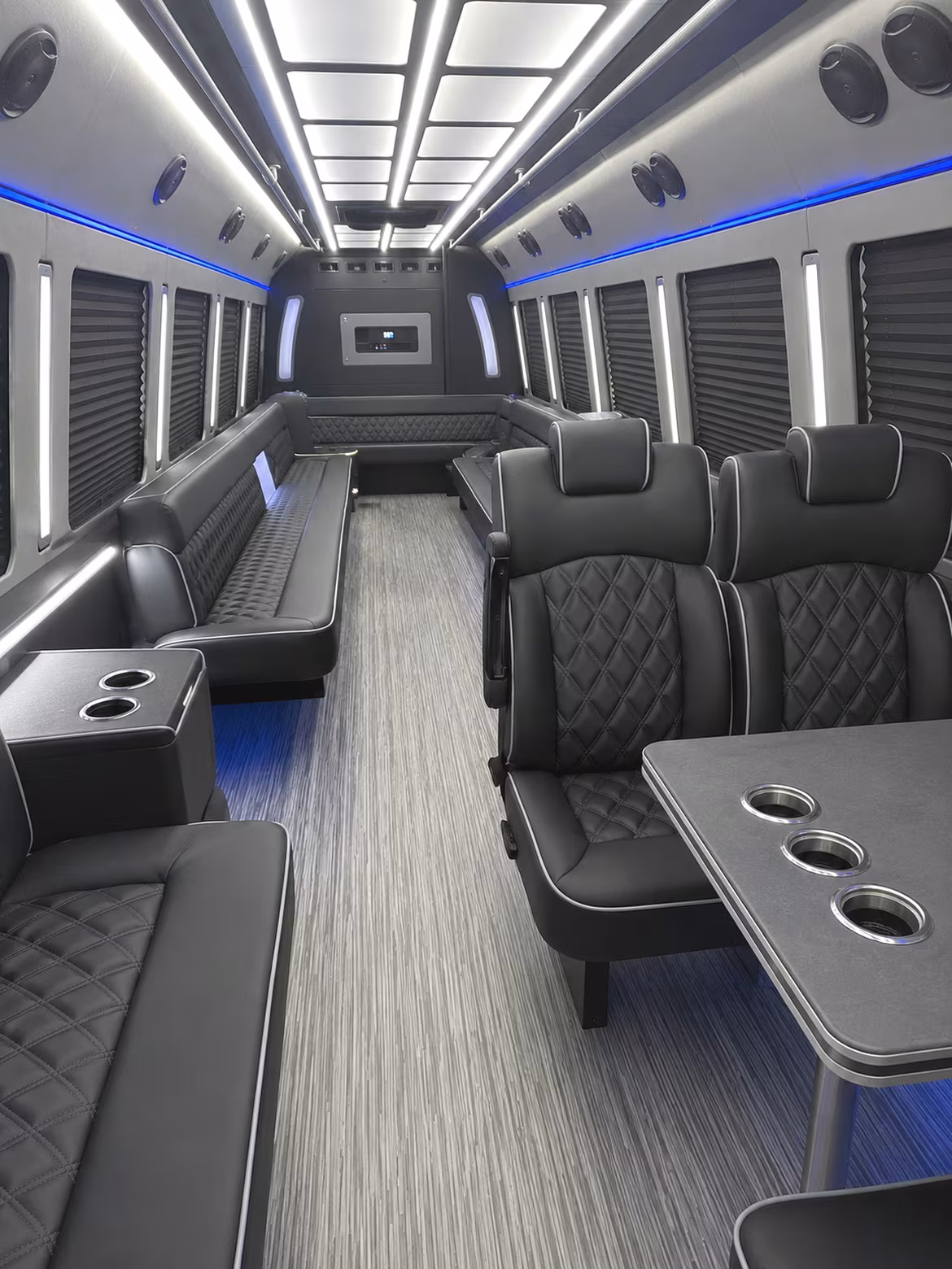 asheville 25 passenger party bus inside