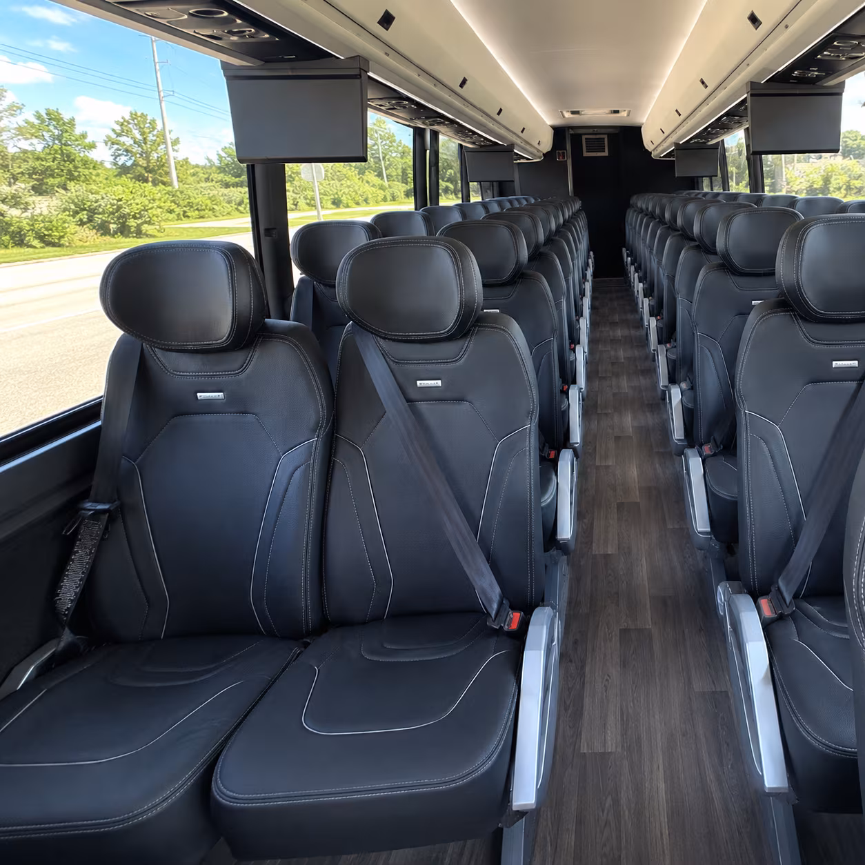 asheville 47 passenger charter bus inside